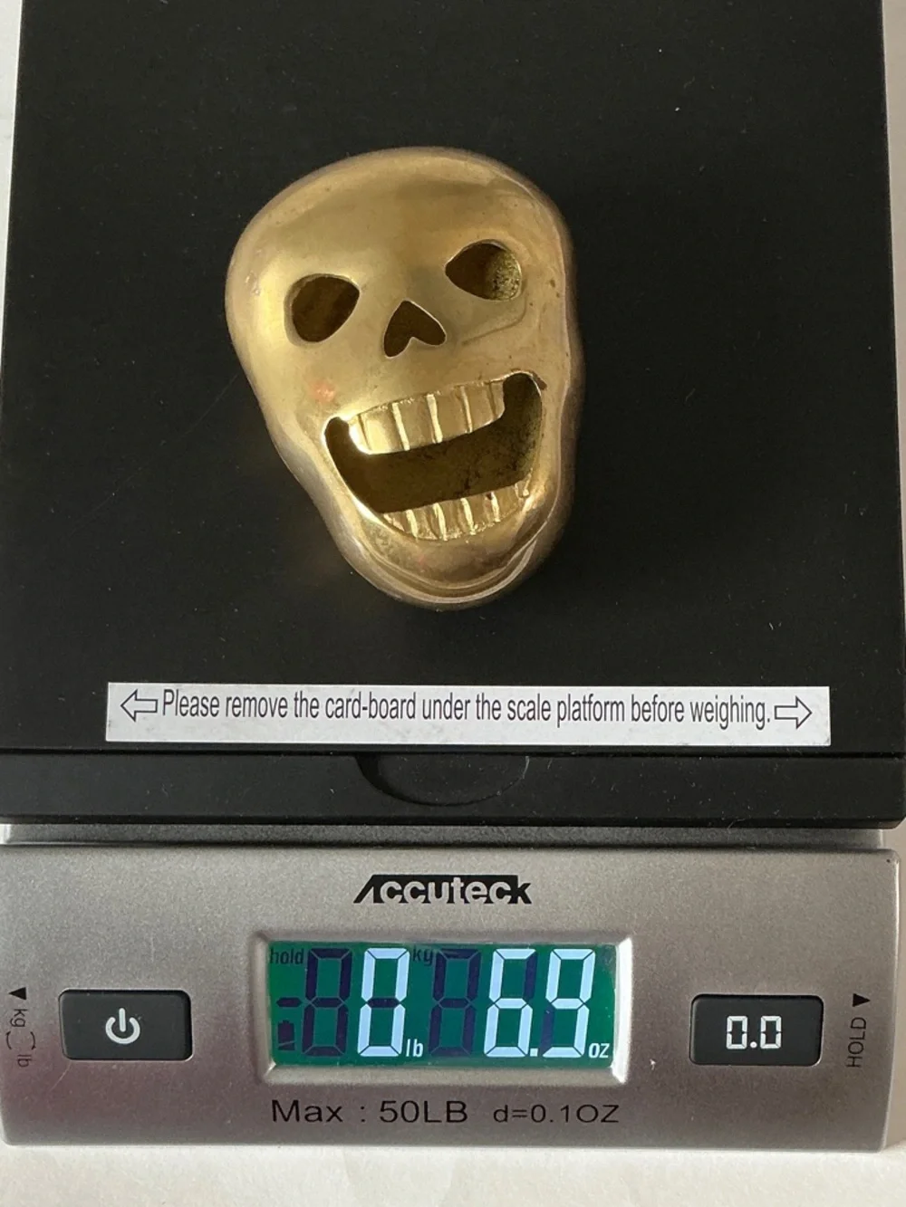 Bottle Opener Brass Skull Decorative Accent - Gold Tone